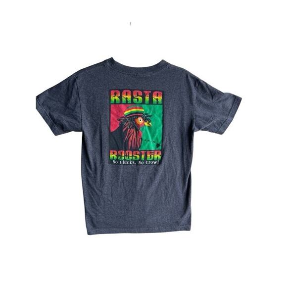 Rasta Rooster Men's Graphic Print T-Shirt Gray Size SMALL - Picture 1 of 5